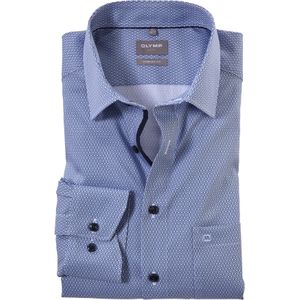 OLYMP Luxor comfort fit overhemd, structuur, bleu dessin