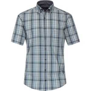 CASA MODA Sport casual fit overhemd, korte mouw, fil a fil, groen met blauw geruit