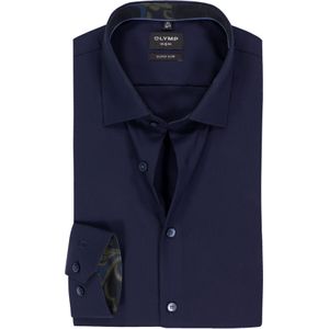 OLYMP - No. 6 - Nachtblauw - Overhemd - Super Slim Fit - Structuur