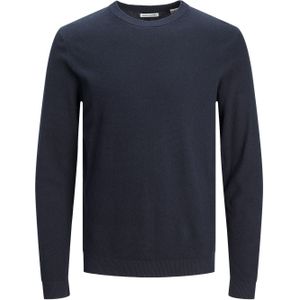 JACK & JONES Marcus knit crew neck slim fit, heren pullover katoen met O-hals, zwart samen met blauw -  Maat: S