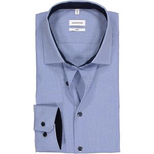 Seidensticker slim fit overhemd, blauw met wit geruit (contrast) 45