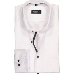 ETERNA comfort fit overhemd, niet doorschijnend twill heren overhemd, wit (zwart contrast) 44