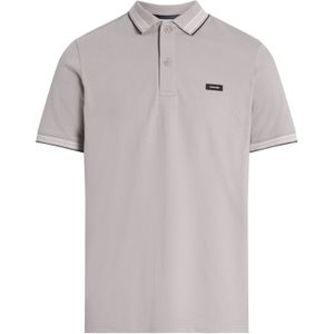 Calvin Klein Stretch Pique Multi Tipping Slim Polo, heren poloshirt, grijsbeige -  Maat: M