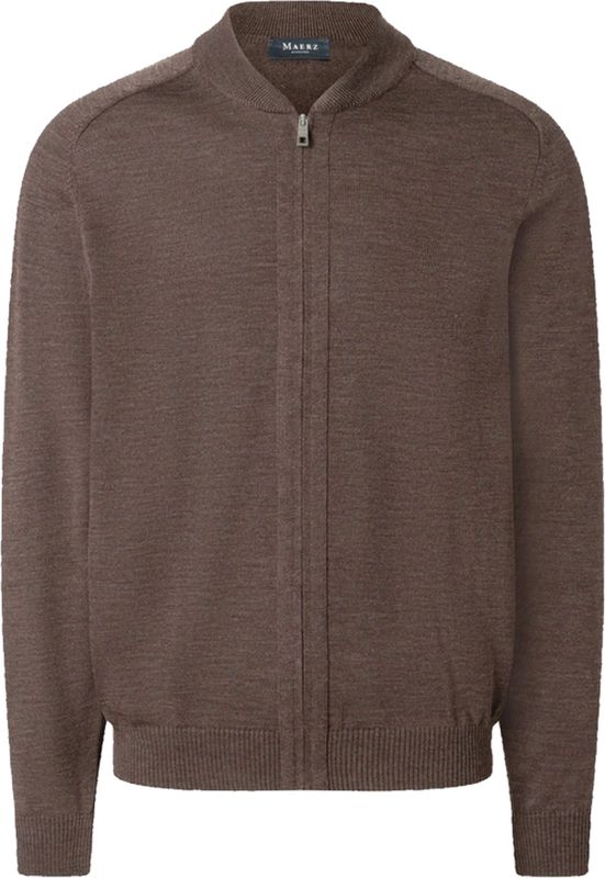 MAERZ Classic Fit heren vest met rits wol, donkerbruin