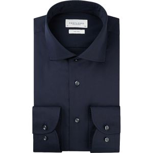 Profuomo - Twill Hemd - Navy - Extra Lange Mouwen - Slim-fit - Strijkvrij Katoen