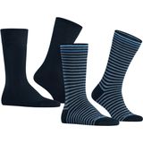 Burlington Everyday Stripe 2-Pack herensokken, blauw (marine) -  Maat: 40-46