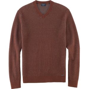 OLYMP modern fit pullover wol- met katoenmengsel, roodbruin -  Maat: M