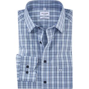OLYMP Tendenz modern fit overhemd, popeline, bleu geruit