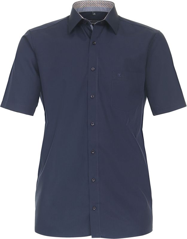 CASA MODA - Comfort Fit - Overhemd - Blauw - Korte Mouw - Popeline