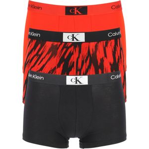 Calvin Klein heren boxers normale lengte (3-pack), tijgerstreep, zwart, rood -  Maat: XL