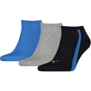 Puma Unisex Lifestyle Sneakers (3-pack), unisex enkelsokken, blauw, grijs, blauw -  Maat: 39-42