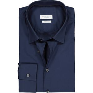 Profuomo super slim fit overhemd, stretch poplin, navy blauw 42