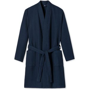 SCHIESSER Essentials badjas, heren badjas wafelpique donkerblauw -  Maat: M