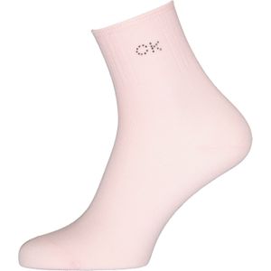 Calvin Klein damessokken Allison (1-pack), enkelsokken met kristal logo, roze -  Maat: One size
