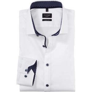 OLYMP No. 6 Six super slim fit overhemd, popeline, wit dessin