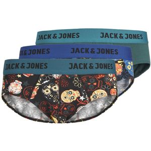 JACK & JONES Jacskulls briefs (3-pack), heren slips, zwart en petrol -  Maat: XXL