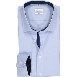 Seidensticker slim fit overhemd, blauw met wit geruit (contrast) 40