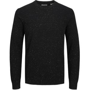 JACK & JONES Albert knit crew neck slim fit, heren pullover katoen met O-hals, zwart -  Maat: M