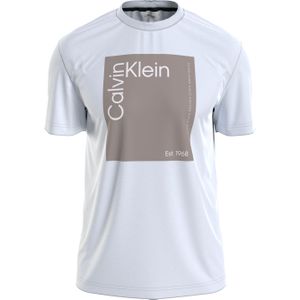 Calvin Klein Square Logo T-shirt, heren T-shirt korte mouw O-hals, wit -  Maat: XS
