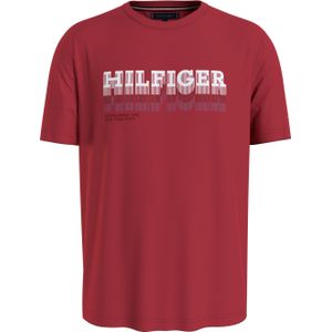 Tommy Hilfiger Fade Hilfiger Tee, heren T-shirt korte mouw O-hals, rood -  Maat: XXL