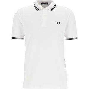 Fred Perry M3600 polo twin tipped shirt, heren polo, White / Black / Black -  Maat: L