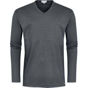 Mey - Pyjamashirt - Grijs - Lange Mouw - V-hals - 100% Katoen