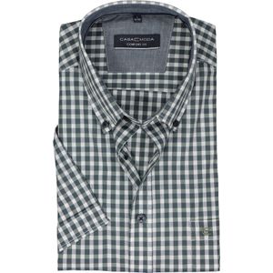 CASA MODA Sport comfort fit overhemd, korte mouw, popeline, wit met groen geruit