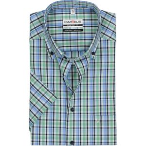 MARVELIS comfort fit overhemd, korte mouw, blauw met groen en wit geruit 50