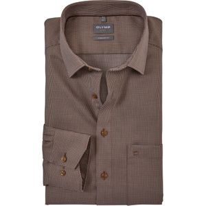 OLYMP comfort fit overhemd, structuur, bruin
