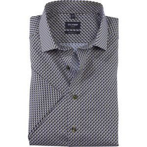 OLYMP Luxor modern fit overhemd, korte mouw, satijnbinding, limoen dessin