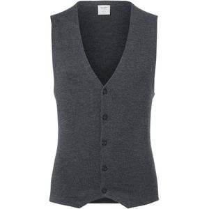 OLYMP Level 5 body fit gilet, wol met zijde, antraciet grijs mouwloos vest -  Maat: L