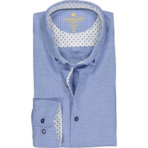 3 voor 99 | Redmond modern fit overhemd, dobby structuur, blauw met wit mini dessin (contrast) 41/42