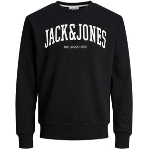 JACK & JONES Josh sweat crew neck regular fit, heren sweatshirt katoenmengsel met O-hals, zwart