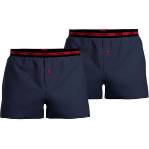 HUGO boxershorts woven (2-pack), heren boxers wijd model, donkerblauw -  Maat: XL