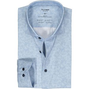 OLYMP 24/7 Level 5 body fit overhemd, tricot, blauw melange 43