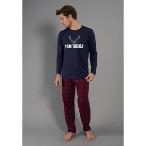 TOM TAILOR heren pyjama O-hals, donkerblauw dessin -  Maat: S