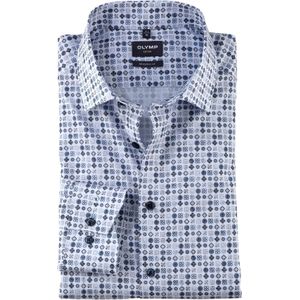 OLYMP modern fit overhemd, mouwlengte 7, mouwlengte 7, popeline, lichtblauw dessin