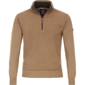 Redmond heren schipperstrui katoen, opstaande kraag, camel (middeldik)