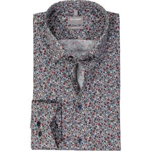 OLYMP comfort fit overhemd, popeline, steenrood dessin