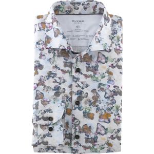 OLYMP 24/7 Level 5 body fit overhemd, Dynamic Flex, natuur dessin