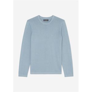 Marc O'Polo regular fit pullover, heren trui katoen met zijde met O-hals, grijsblauw (middeldik) -  Maat: S