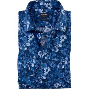 OLYMP Luxor modern fit overhemd, popeline, marineblauw dessin
