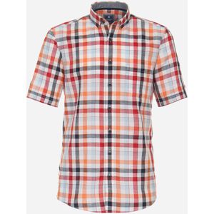 3 voor 99 | Redmond comfort fit overhemd, korte mouw, popeline, rood geruit 43/44
