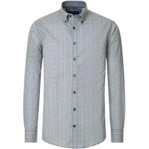 CASA MODA Sport comfort fit overhemd, popeline, groen met blauw, beige en wit dessin