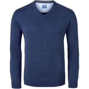 OLYMP modern fit trui katoen, V-hals, rookblauw -  Maat: M