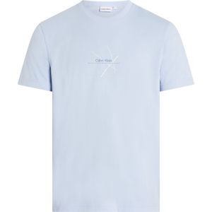 Calvin Klein Linear Chest Graphic T-shirt, heren T-shirt korte mouw O-hals, blauw dessin - Maat: S