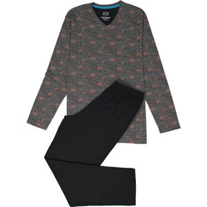 Ceceba heren pyjama V-hals, donkergrijs dessin