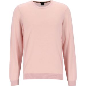 BOSS Leno slim fit trui wol, heren pullover middeldik O-hals, roze