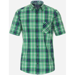 3 voor 99 | Redmond modern fit overhemd, korte mouw, popeline, groen geruit 47/48