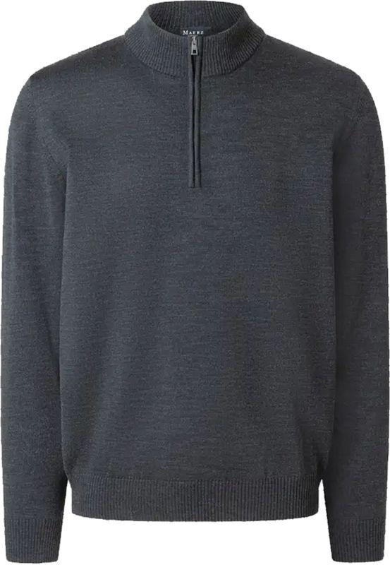 MAERZ Classic Fit heren schipperstrui wol, antraciet grijs